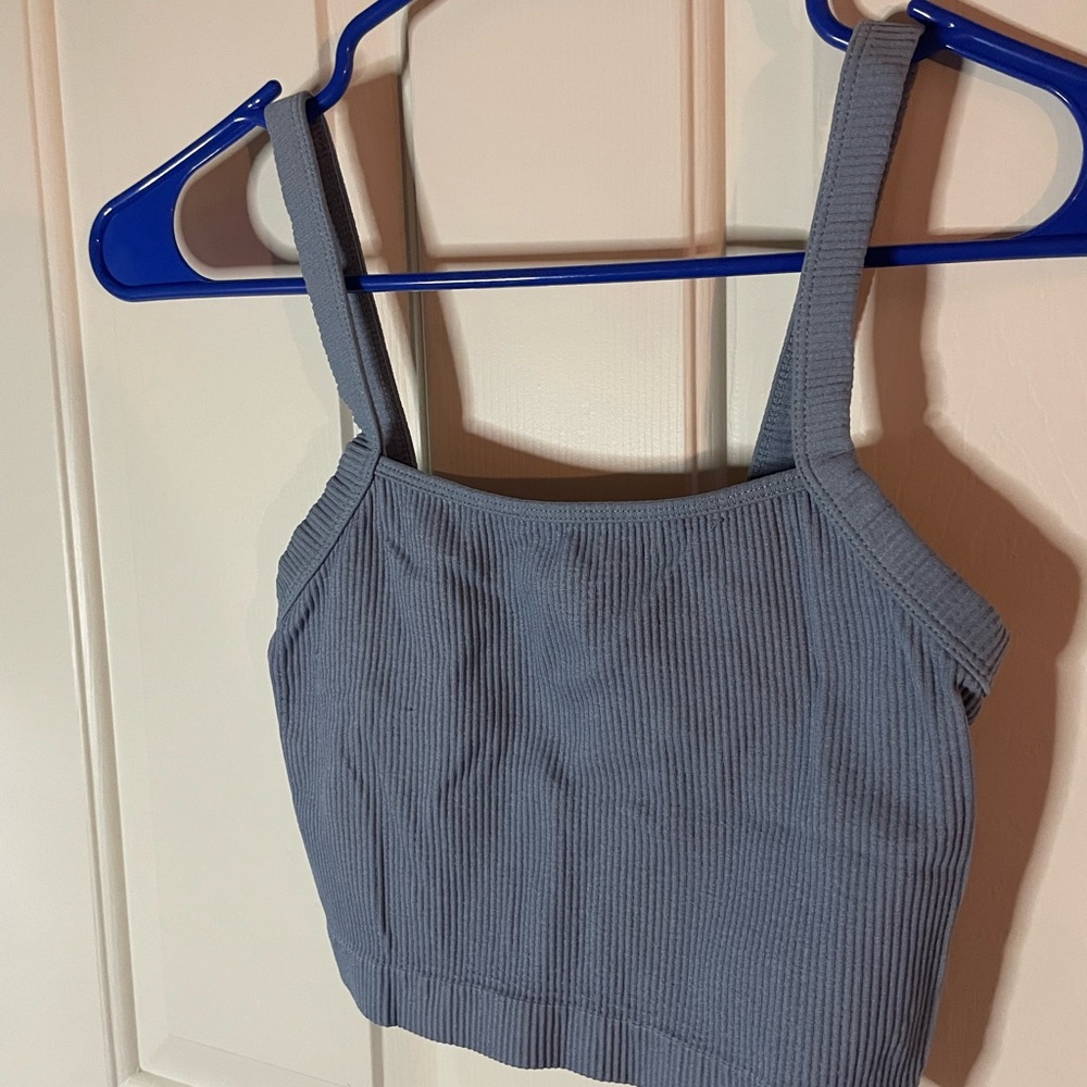 Blue Ribbed Croptop